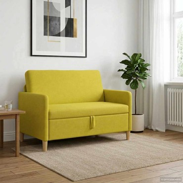 vidaXL Καναπές με Αποθήκευση Απαλό Κίτρινο 122x78x87 εκ