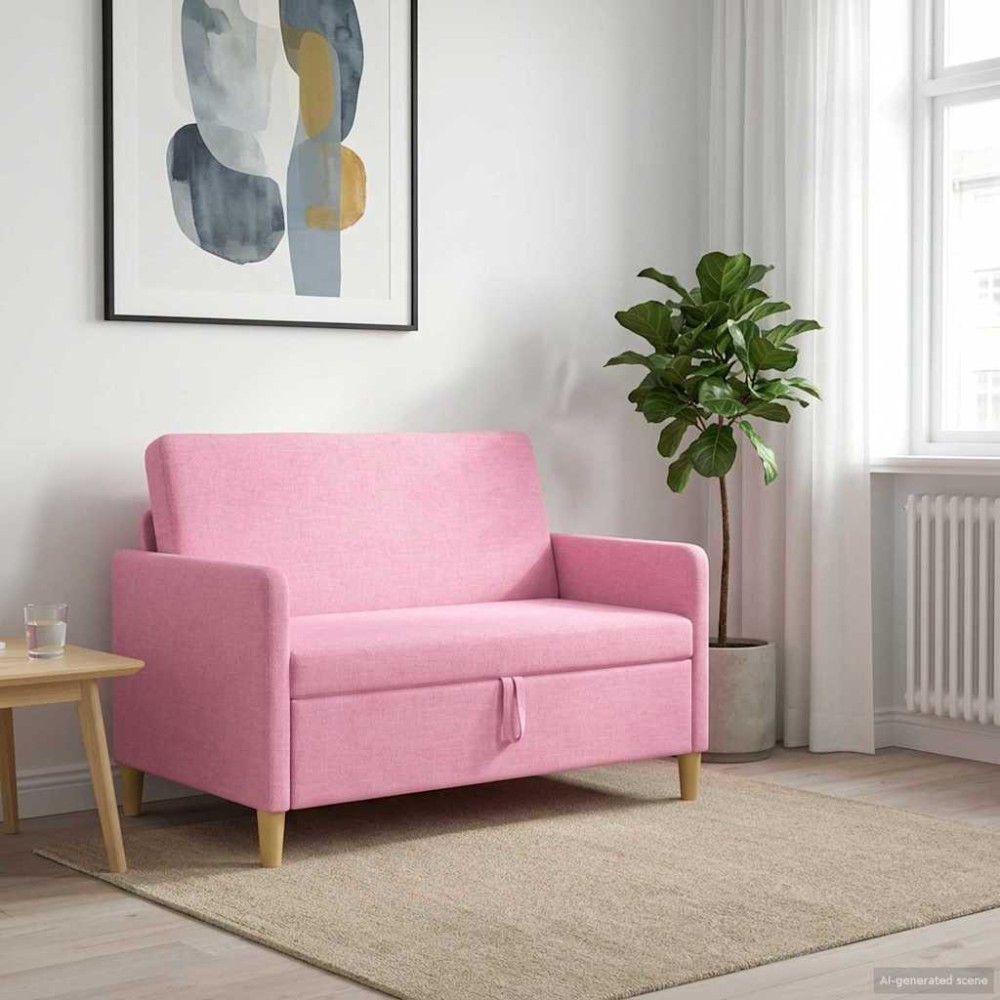 vidaXL Καναπές με Αποθήκευση Ροζ 122x78x87cm Πολυεστέρας