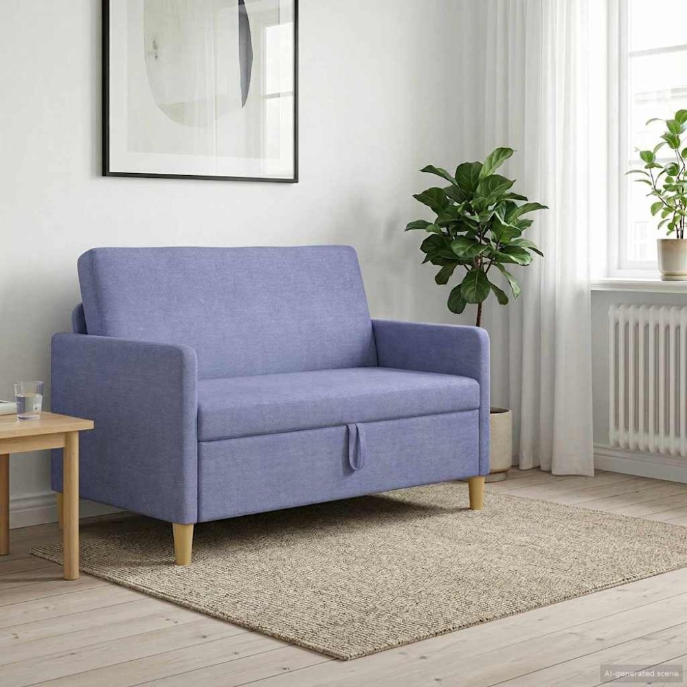 vidaXL Καναπές με Αποθήκευση Μπλε τζην 122x78x87cm Πολυεστέρας