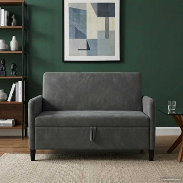 vidaXL Καναπές με Αποθήκευση Σκούρο Γκρι 122x78x87cm Πολυεστέρας