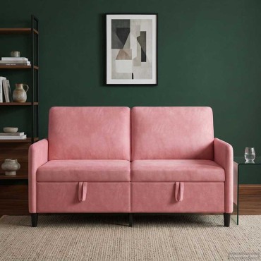 vidaXL Καναπές με Αποθήκευση Ροζ 152x78x87cm Πολυεστέρας