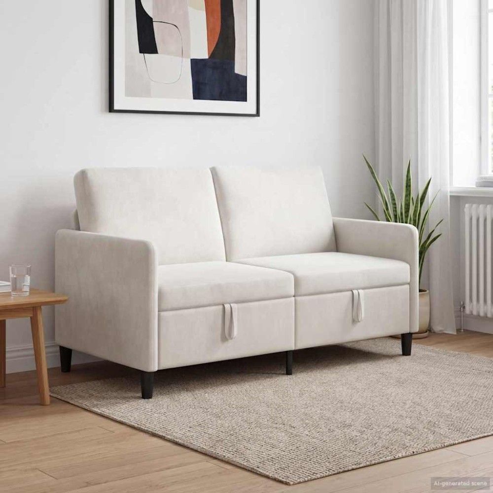 vidaXL Καναπές με Αποθήκευση Κρεμ 152x78x87cm Πολυεστέρας