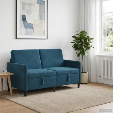 vidaXL Καναπές με Αποθήκευση Μπλε 152x78x87cm Πολυεστέρας