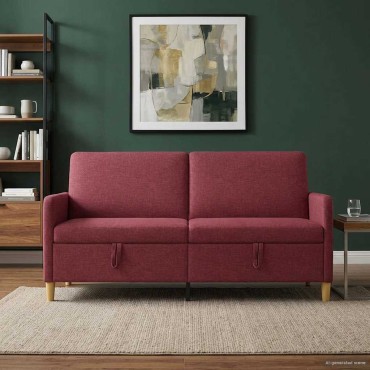 vidaXL Καναπές με Αποθήκευση Κόκκινο 172x78x87cm Πολυεστέρας
