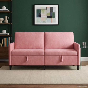 vidaXL Καναπές με Αποθήκευση Ροζ 172x78x87cm Πολυεστέρας