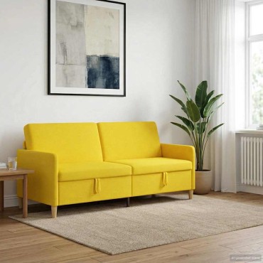 vidaXL Καναπές με Αποθήκευση Απαλό Κίτρινο 192x78x87cm