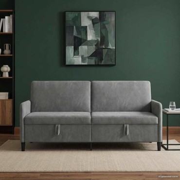 vidaXL Καναπές με Αποθήκευση Σκούρο Γκρι 192x78x87cm Πολυεστέρας