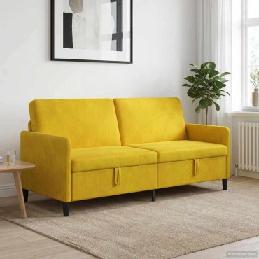 vidaXL Καναπές με Αποθήκευση Κίτρινο 192x78x87cm Πολυεστέρας