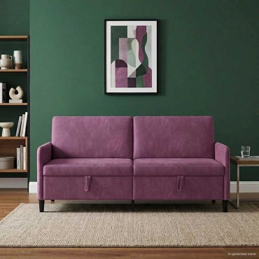 vidaXL Καναπές με Αποθήκευση Μοβ 192x78x87cm Πολυεστέρας