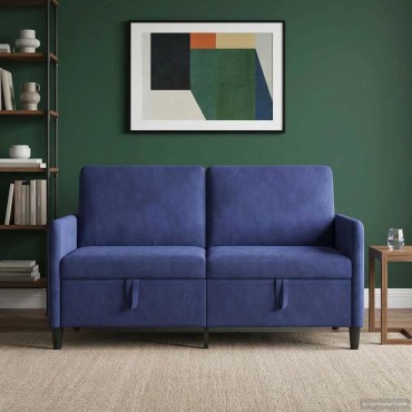 vidaXL Καναπές με Αποθήκευση Μπλε Αστυνομίας 152x78x87 εκ