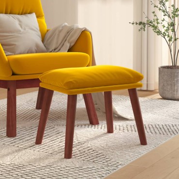 vidaXL Υποπόδιο Μουσταρδί 45x29,5x35cm Βελούδινο 1 τεμ.