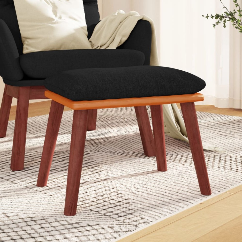 vidaXL Υποπόδιο Μαύρο 45x29,5x35cm Ύφασμα & Συνθετικό Δέρμα 1 τεμ.