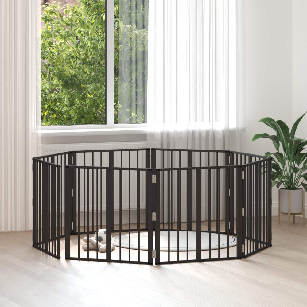 vidaXL Πόρτα Σκύλου 8 τμχ. Μαύρο 60 x 60 cm Επικαλυμμένος Χάλυβας