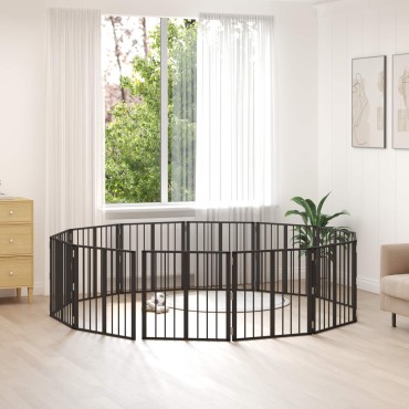 vidaXL Πόρτα Σκύλου 12 τμχ. Μαύρο 60 x 60 cm Επικαλυμμένος Χάλυβας