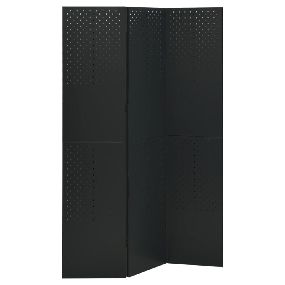 vidaXL Διαχωριστικό Δωματίου με 3 Πάνελ Μαύρο 120x180cm από Ατσάλι 1 τεμ.
