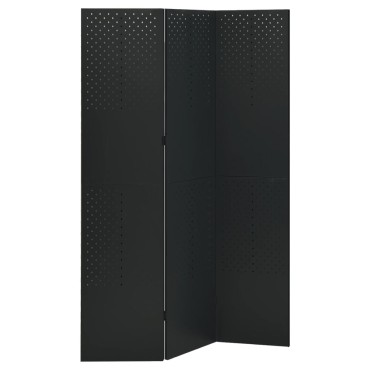 vidaXL Διαχωριστικό Δωματίου με 3 Πάνελ Μαύρο 120x180cm από Ατσάλι 1 τεμ.