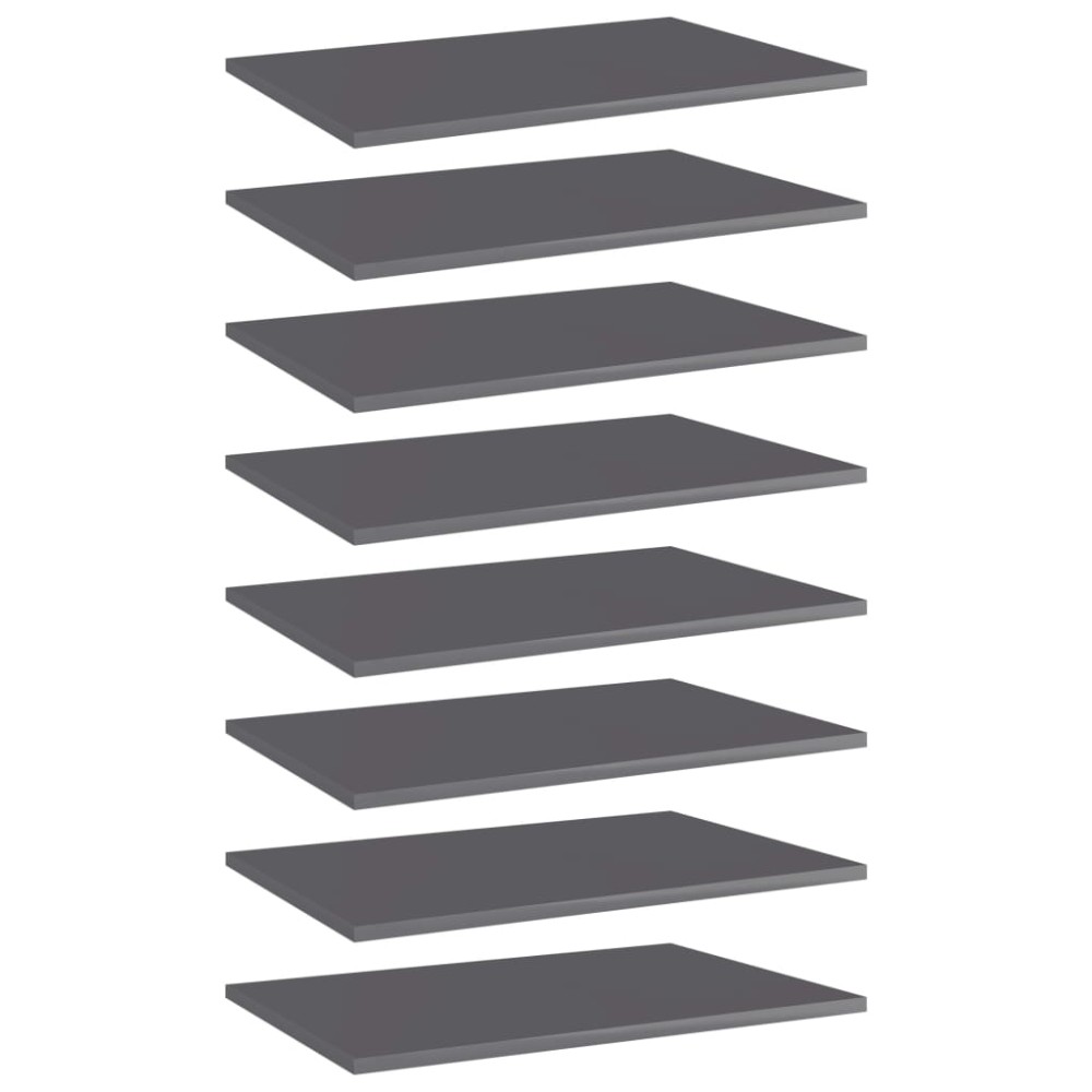 vidaXL Ράφια Βιβλιοθήκης 8 τεμ. Γυαλ. Γκρι 60x40x1,5cm Επεξ. Ξύλο