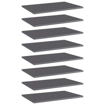 vidaXL Ράφια Βιβλιοθήκης 8 τεμ. Γυαλ. Γκρι 60x40x1,5cm Επεξ. Ξύλο