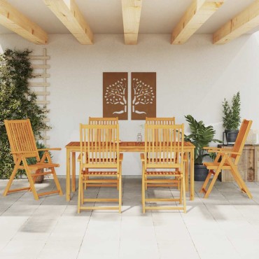 vidaXL Σετ Τραπεζαρίας Κήπου 7 τεμ. 180x90x75cm από Μασίφ Ξύλο Ακακίας