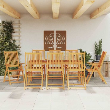 vidaXL Σετ Τραπεζαρίας Κήπου 9 τεμ. 180x90x75cm από Μασίφ Ξύλο Ακακίας