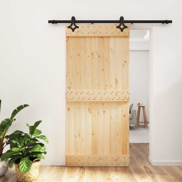 vidaXL Συρόμενη Πόρτα Φυσικό και Μαύρο 95 x 210 cm