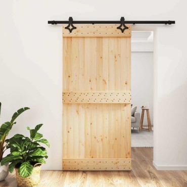 vidaXL Συρόμενη Πόρτα Φυσικό και Μαύρο 100 x 210 cm