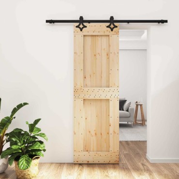 vidaXL Συρόμενη Πόρτα Φυσικό και Μαύρο 70 x 210 cm