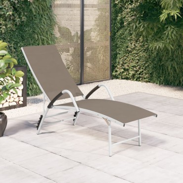 vidaXL Ξαπλώστρα Taupe από Textilene και Αλουμίνιο (170-193)x60,5x(96-51) cm 1 τεμ.
