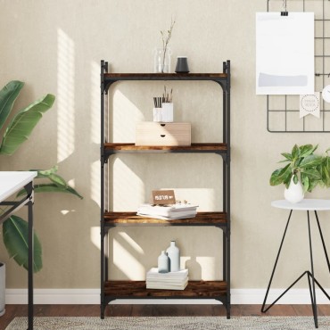 vidaXL Βιβλιοθήκη 4 Επιπέδων Καπνιστή Δρυς 60x30x120cm Επεξεργ. Ξύλο 1 τεμ.