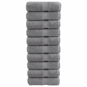 vidaXL Πετσέτες Ξενώνα Premium SOLUND 10 τεμ. Γκρι 30x50 εκ. 600 γρ./τ.μ.