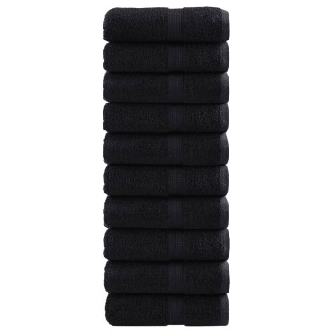 vidaXL Πετσέτες Ξενώνα Premium SOLUND 10 τεμ. Μαύρες 30x50 εκ. 600 γρ./τ.μ.