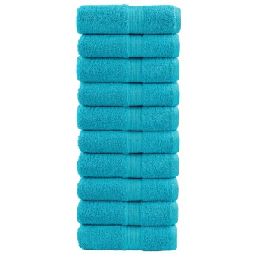 vidaXL Πετσέτες Ξενώνα Premium SOLUND 10 τεμ. Τυρκουάζ 30x50 εκ. 600 γρ./τ.μ.