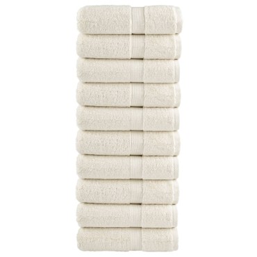 vidaXL Πετσέτες Ξενώνα Premium SOLUND 10 τεμ. Κρεμ 30x50 εκ. 600 γρ./τ.μ.