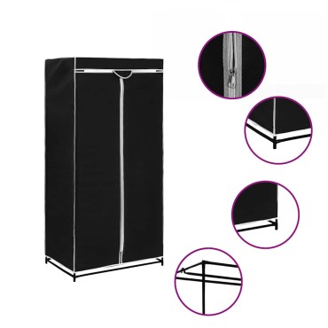 vidaXL Ντουλάπα Μαύρη 75x50x160cm 1 τεμ.
