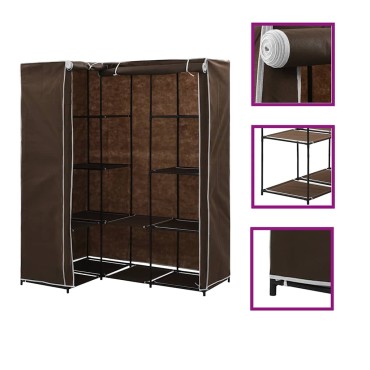 vidaXL Γωνιακή Ντουλάπα Καφέ 130x87x169cm 1 τεμ.