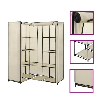 vidaXL Γωνιακή Ντουλάπα Κρεμ 130x87x169cm 1 τεμ.
