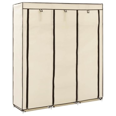 vidaXL Ντουλάπα με Χωρίσματα και Ράβδους, Μπεζ 150x45x175cm από Ύφασμα 1 τεμ.