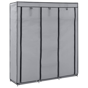 vidaXL Ντουλάπα με Χωρίσματα και Ράβδους Γκρι 150x45x175cm Ύφασμα 1 τεμ.