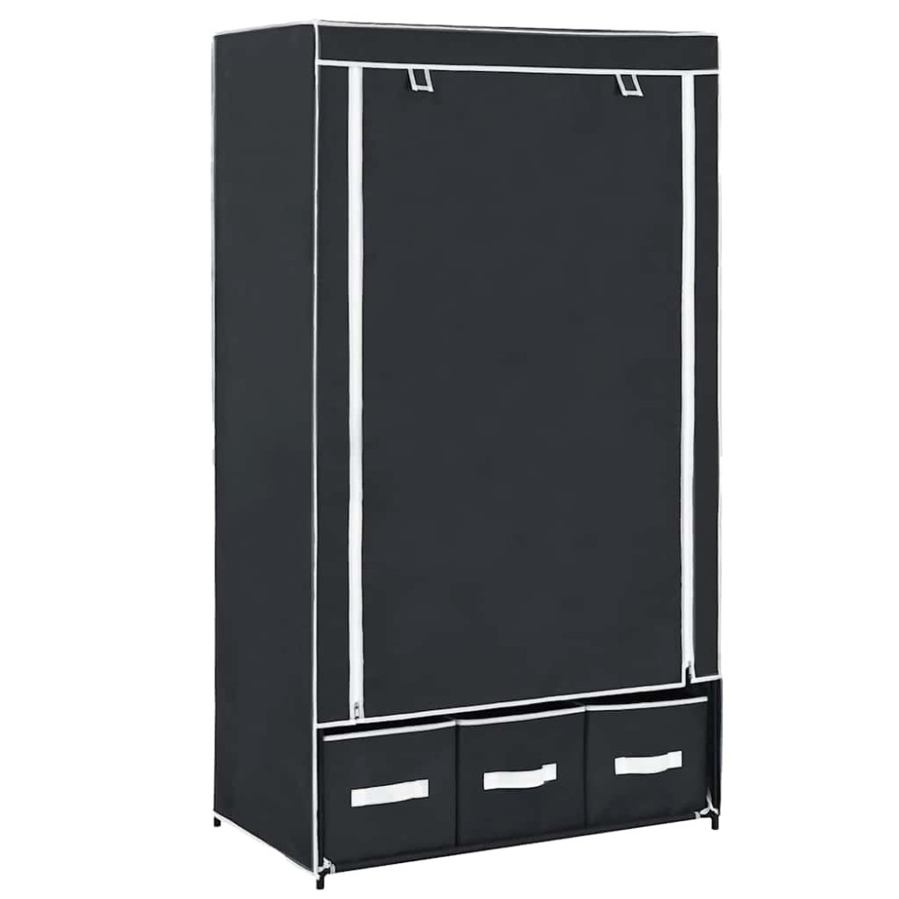 vidaXL Ντουλάπα Μαύρη 87x49x159cm από Ύφασμα 1 τεμ.