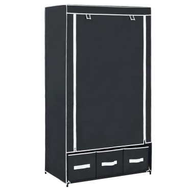 vidaXL Ντουλάπα Μαύρη 87x49x159cm από Ύφασμα 1 τεμ.