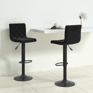 vidaXL Σκαμπό Μπαρ 2 τεμ. Μαύρο Βελούδο 40x43x(90-111)cm