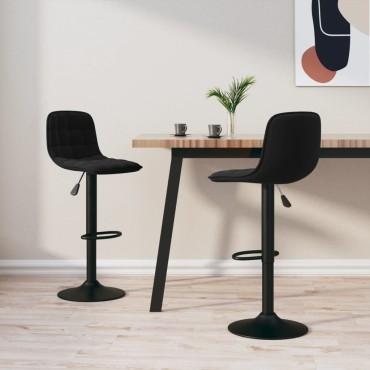 vidaXL Σκαμπό Μπαρ 2 τεμ. Μαύρο Βελούδο 42.5x45x(84-105) cm