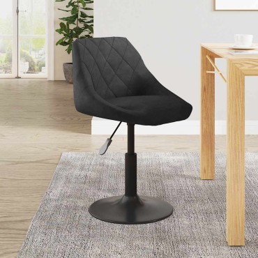 vidaXL Σκαμπό Μπαρ Μαύρο Βελούδο 46x44x(62.5-77.5)cm 1 τεμ.
