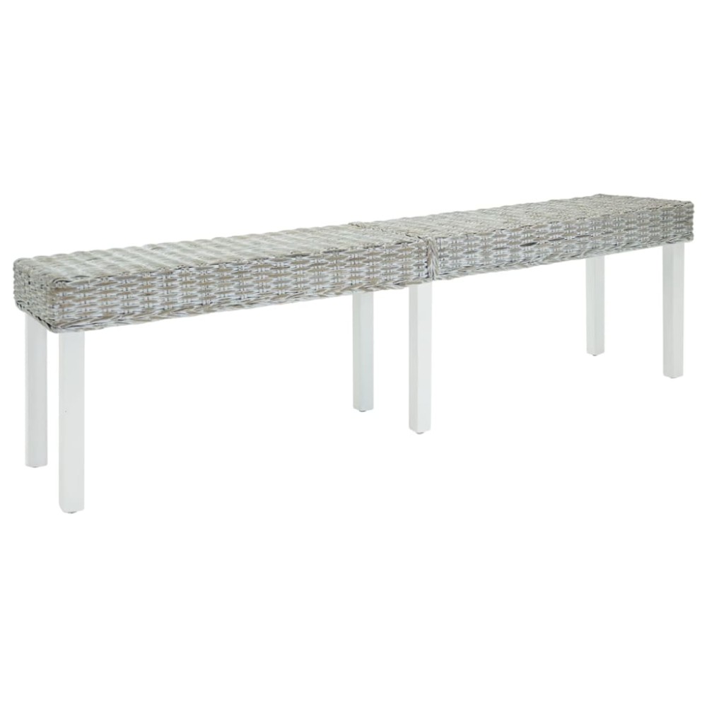 vidaXL Πάγκος Λευκός 160x35x45cm από Φυσικό Ρατάν Kubu & Μασίφ Ξύλο Μαόνι 1 τεμ.