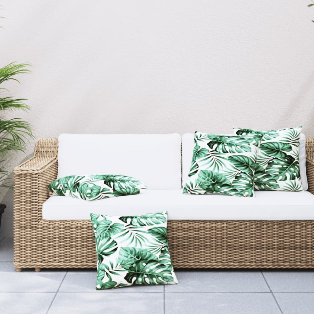 vidaXL Μαξιλάρια Καναπέ 4 τεμ. με Σχέδιο Φύλλων 60x60cm από Ύφασμα