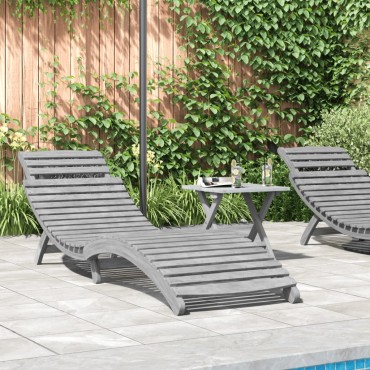 vidaXL Ξαπλώστρα Γκρι 184x55x64cm από Μασίφ Ξύλο Ακακίας 1 τεμ.