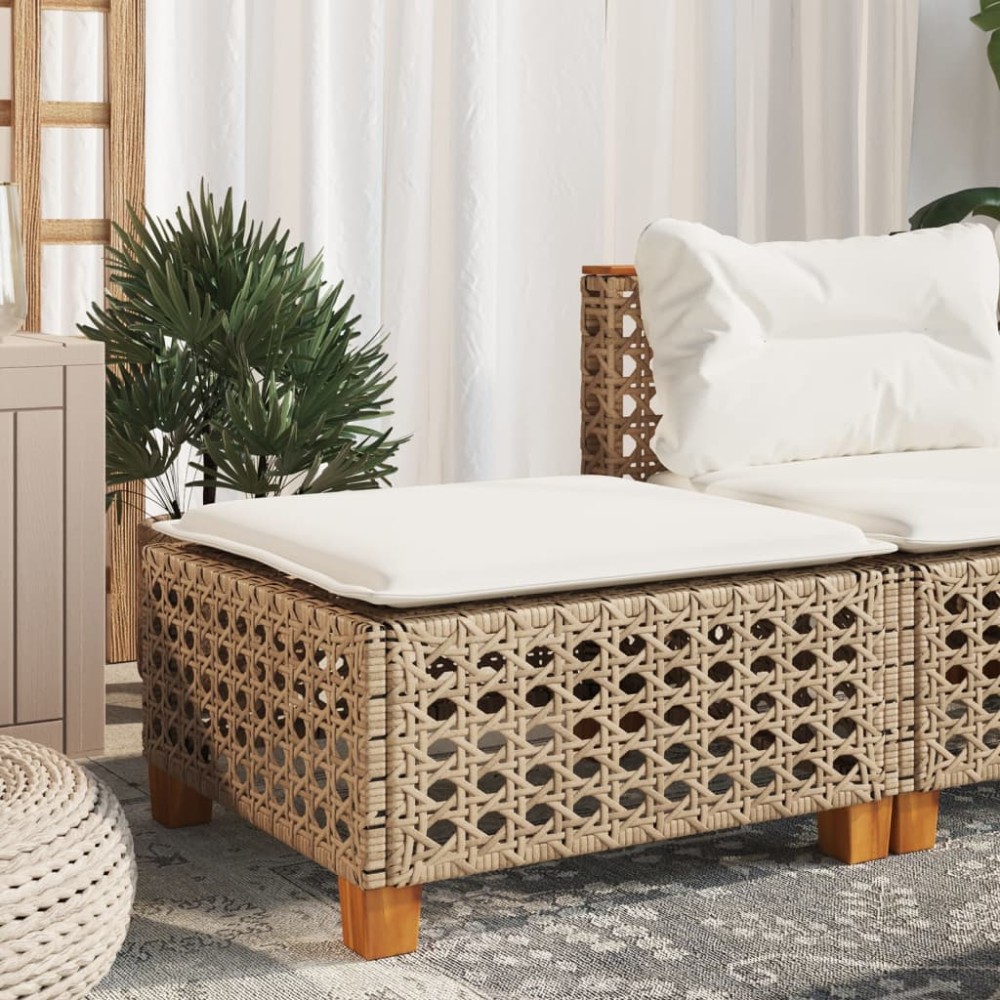vidaXL Σκαμπό Κήπου με Μαξιλάρι Μπεζ 63,5x56x32cm από Συνθετικό Ρατάν 1 τεμ. vidaXL Σκαμπό Κήπου με Μαξιλάρι Μπεζ 63,5x56x32cm από Συνθετικό Ρατάν 1 τεμ.