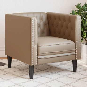 vidaXL Καναπές-Καρέκλα Chesterfield με Θήκη Καπουτσίνο από Συνθετικό Δέρμα