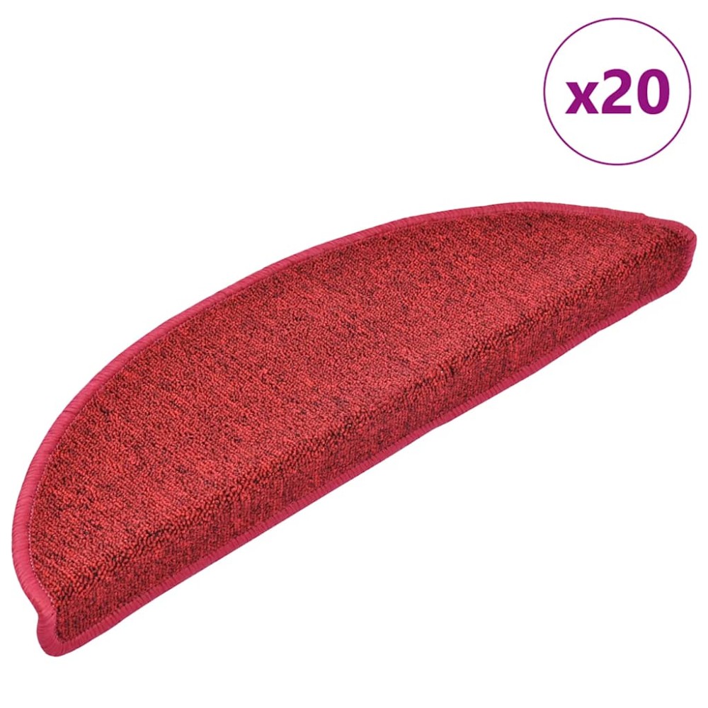 vidaXL Πατάκια Σκαλιών 20 τεμ. Κόκκινα Ημίκυκλα 56x17x3 εκ.
