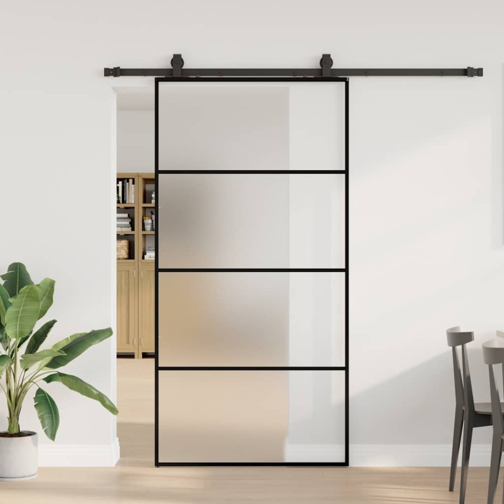 vidaXL Συρόμενη Πόρτα με Σετ Μηχανισμών Μαύρο 102,5 x 205 εκ. από Γυαλί ESG vidaXL Συρόμενη Πόρτα με Σετ Μηχανισμών Μαύρο 102,5 x 205 εκ. από Γυαλί ESG